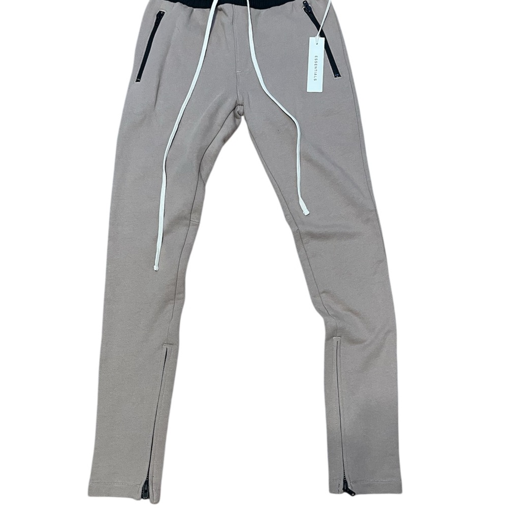 Fear of God Tan Joggers with Tapered Fit and calf zippers